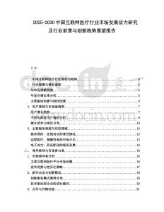 2025-2030中國互聯(lián)網(wǎng)醫(yī)療行業(yè)市場發(fā)展活力研究及行業(yè)前景與創(chuàng)新趨勢展望報(bào)告