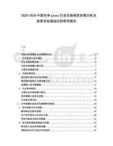2025-2030中國光學glass行業(yè)市場現(xiàn)狀供需分析及投資評估規(guī)劃分析研究報告
