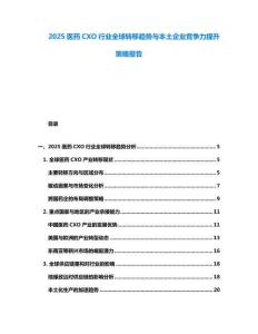2025醫(yī)藥CXO行業(yè)全球轉(zhuǎn)移趨勢與本土企業(yè)競爭力提升策略報告