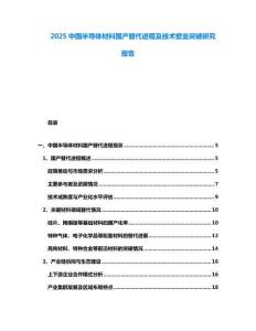 2025中國半導體材料國產替代進程及技術壁壘突破研究報告