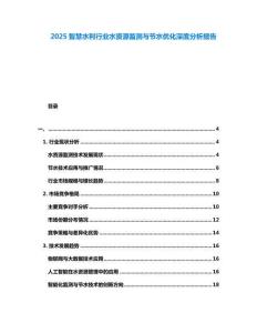 2025智慧水利行業(yè)水資源監(jiān)測(cè)與節(jié)水優(yōu)化深度分析報(bào)告