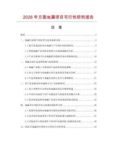 2026年方面地漏項目可行性研究報告