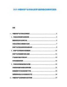 2025中國體育產業市場化改革與盈利模式創新研究報告