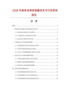 2026年斷條自停控制器項目可行性研究報告