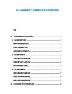 2026律師事務所行業風險防控與危機管理研究報告