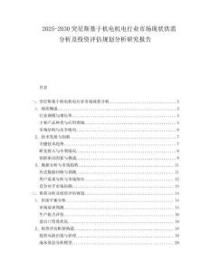 2025-2030突尼斯基于機電機電行業市場現狀供需分析及投資評估規劃分析研究報告