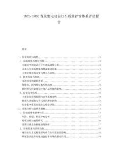2025-2030普及型電動自行車質量評價體系評估報告