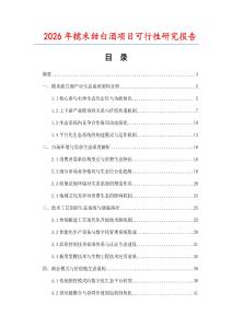 2026年糯米甜白酒項目可行性研究報告
