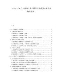 2025-2030汽車改裝行業市場深度調研及未來發展趨勢預測