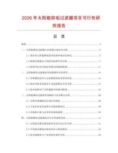 2026年太陽能抑垢過濾器項目可行性研究報告