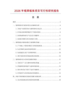 2026年銀焊板條項目可行性研究報告