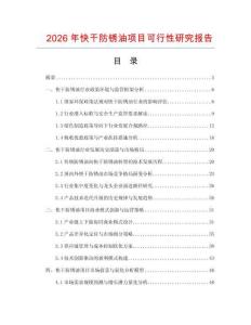 2026年快干防銹油項(xiàng)目可行性研究報(bào)告