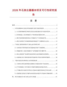 2026年石英儀器器皿項目可行性研究報告