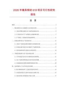 2026年模具鋼材618項(xiàng)目可行性研究報(bào)告