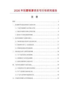 2026年防霧眼罩項目可行性研究報告