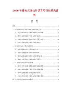 2026年透光式液位計(jì)項(xiàng)目可行性研究報(bào)告