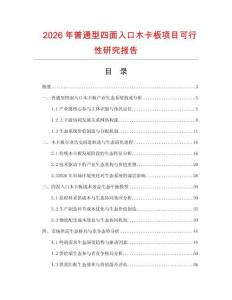 2026年普通型四面入口木卡板项目可行性研究报告