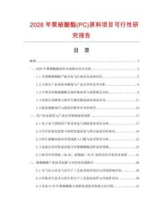 2026年聚碳酸酯(PC)原料項(xiàng)目可行性研究報(bào)告
