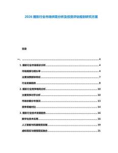 2026攝影行業(yè)市場供需分析及投資評估規(guī)劃研究方案