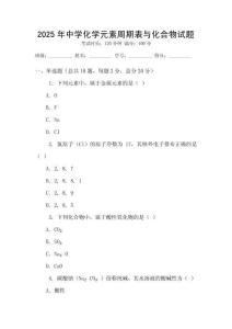 2025年中學化學元素周期表與化合物試題