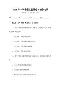 2025年中學(xué)物理實驗原理與操作考試