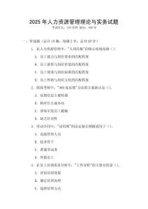 2025年人力資源管理理論與實務試題