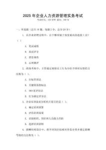 2025年企業(yè)人力資源管理實務考試