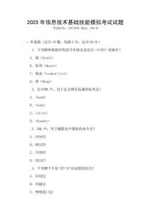 2025年信息技術(shù)基礎(chǔ)技能模擬考試試題