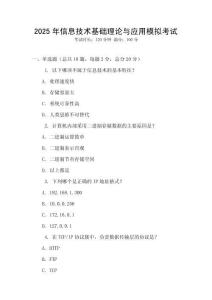 2025年信息技術(shù)基礎(chǔ)理論與應(yīng)用模擬考試