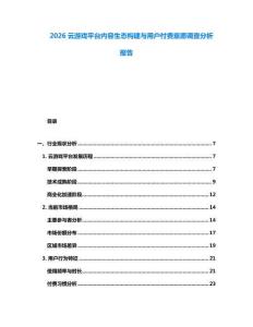 2026云游戲平臺內容生態構建與用戶付費意愿調查分析報告