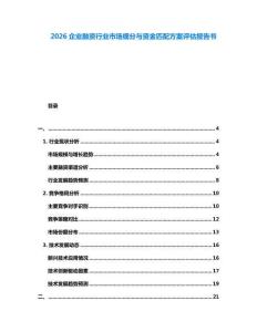 2026企業(yè)融資行業(yè)市場細分與資金匹配方案評估報告書