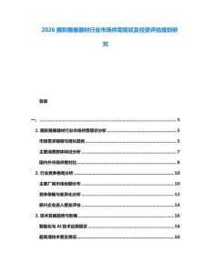 2026攝影攝像器材行業市場供需現狀及投資評估規劃研究