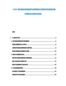 2025城市基礎(chǔ)設(shè)施智慧化管理模式詳細研究及數(shù)據(jù)采集與智能化應(yīng)用研究報告