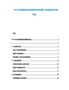 2025光伏制氫經(jīng)濟性測算與風光氫儲一體化項目可行性研究