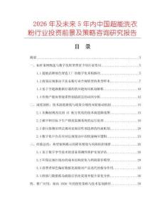 2026年及未來(lái)5年內(nèi)中國(guó)超能洗衣粉行業(yè)投資前景及策略咨詢研究報(bào)告