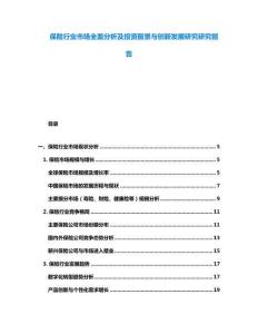 保險(xiǎn)行業(yè)市場(chǎng)全面分析及投資前景與創(chuàng)新發(fā)展研究研究報(bào)告