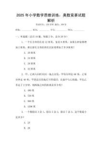 2025年小學數學思維訓練：奧數競賽試題解析