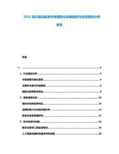 2025民辦基礎教育市場國際化發(fā)展路徑與投資前景分析報告