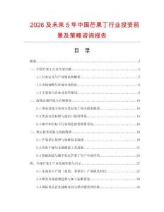 2026及未來5年中國芒果丁行業(yè)投資前景及策略咨詢報告