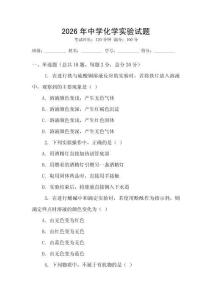 2026年中學(xué)化學(xué)實(shí)驗(yàn)試題