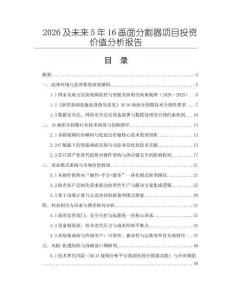 2026及未来5年16画面分割器项目投资价值分析报告