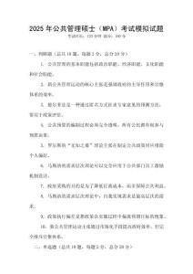2025年公共管理碩士（MPA）考試模擬試題
