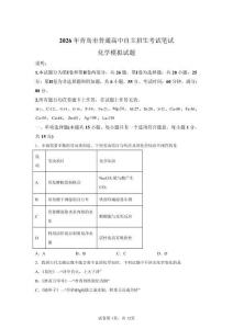2026年青島市高中自主招生考試化學試卷試題（含答案詳解）
