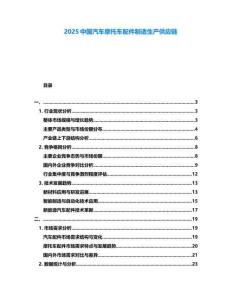 2025中國(guó)汽車摩托車配件制造生產(chǎn)供應(yīng)鏈