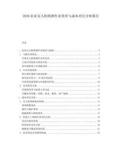 2026農業無人機噴灑作業效率與成本對比分析報告
