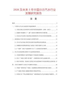 2026及未來5年中國沙示汽水行業(yè)發(fā)展研究報告