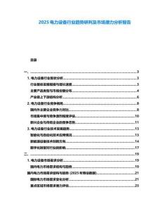 2025電力設(shè)備行業(yè)趨勢(shì)研判及市場潛力分析報(bào)告