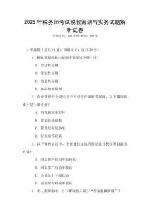 2025年稅務師考試稅收籌劃與實務試題解析試卷