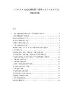 2025-2030高速光模塊技術路線對比及下游應用場景拓展分析