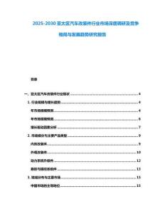 2025-2030亞太區汽車改裝件行業市場深度調研及競爭格局與發展趨勢研究報告